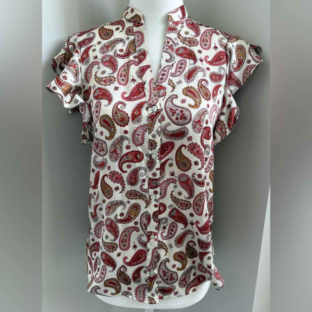 Zara Red and White Blouse Elegant Top